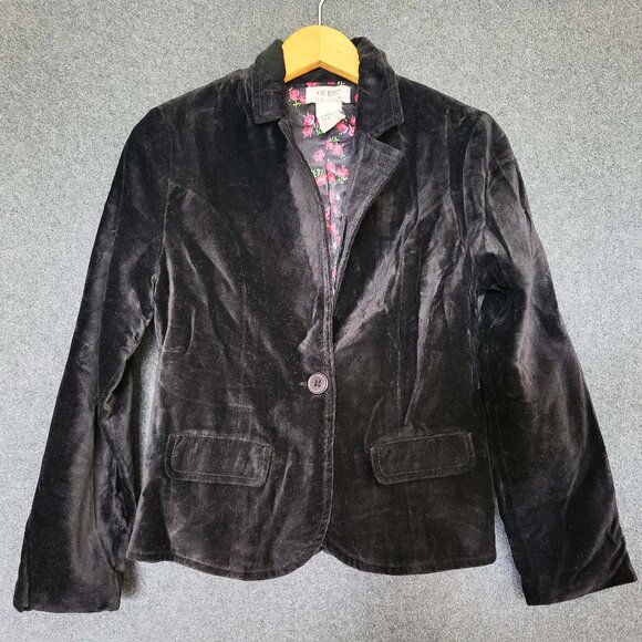 VTG Guess Girls’ Size S Black Velvet Blazer Jacket - Picture 3 of 6